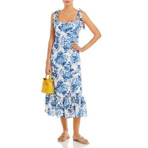 AQUA Toile De Jouy Sleeveless Floral Midi Dress